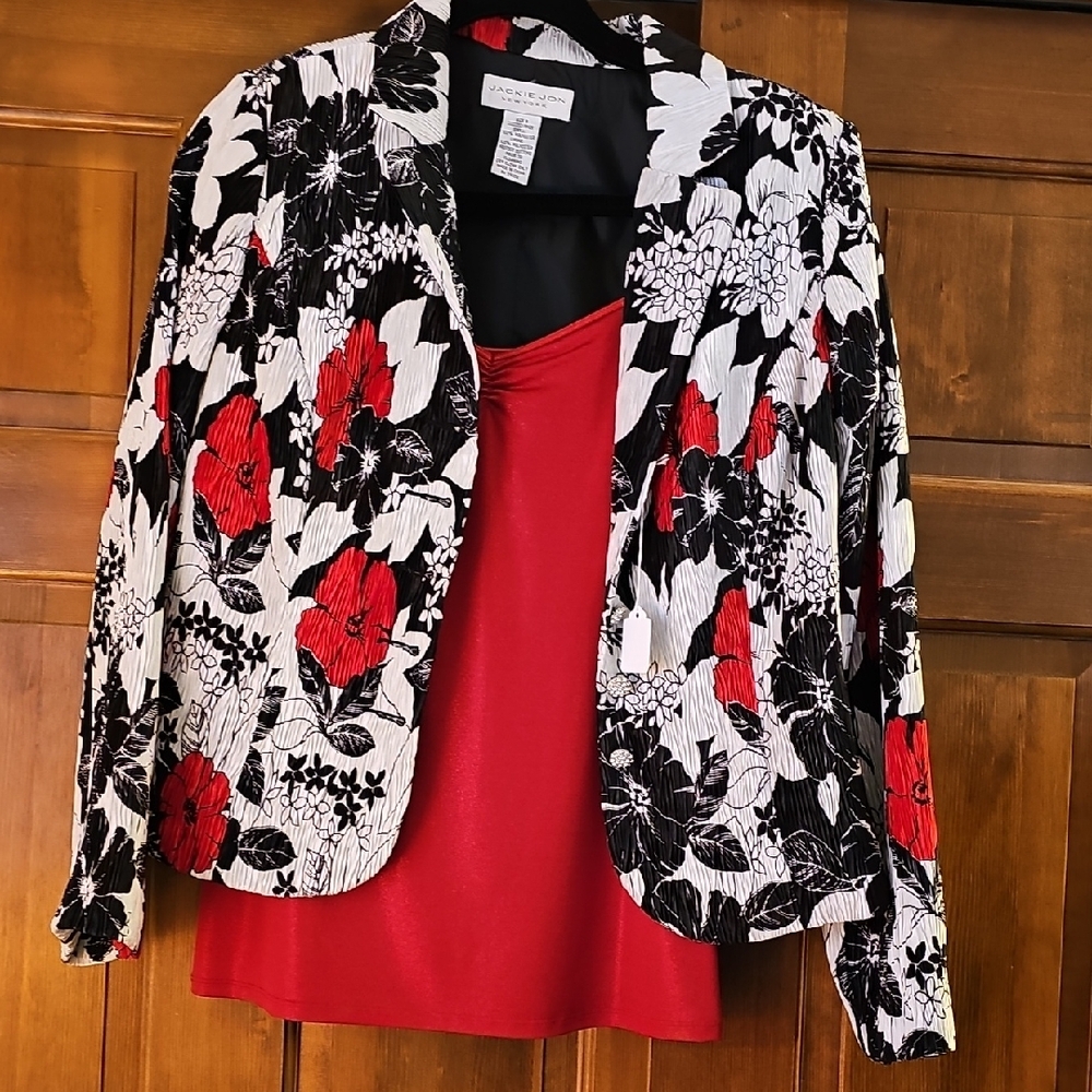 Floral Black and Red Women's Jacket